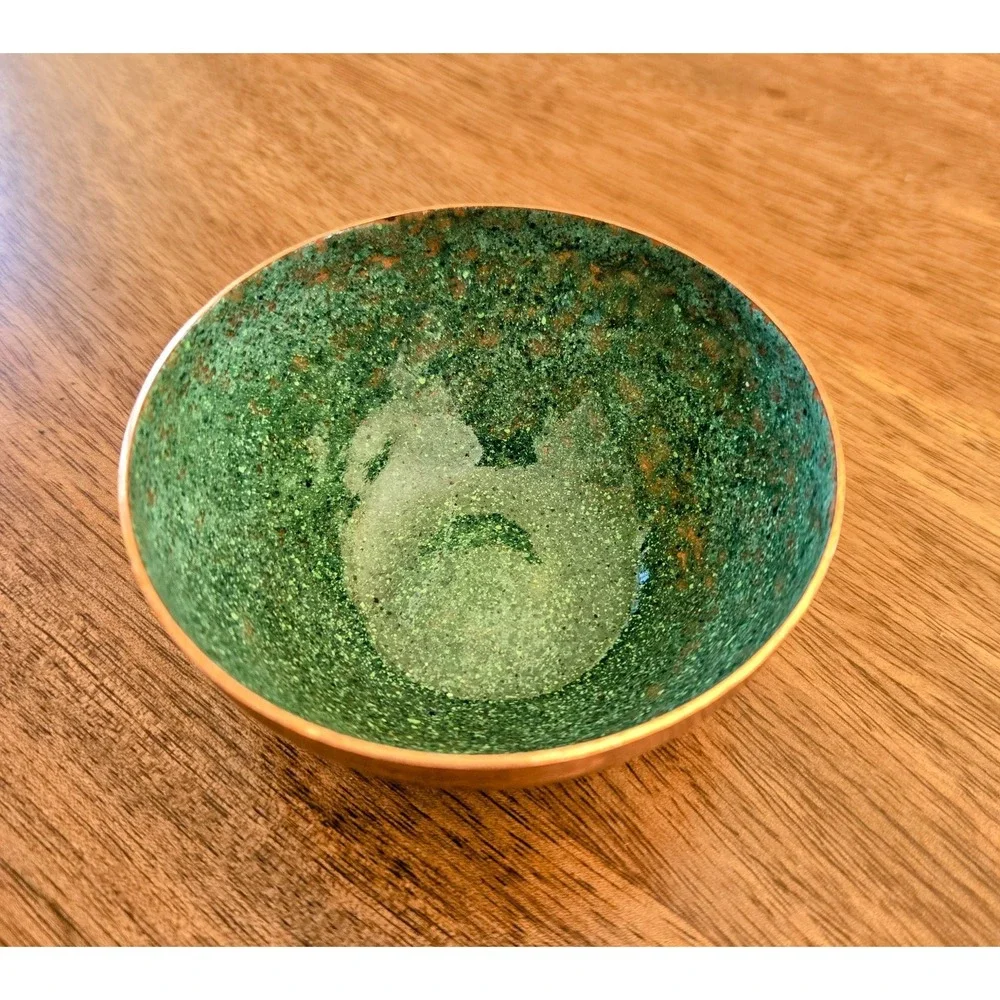 Vintage Copper Cloisonné Flower Enamel Trinket Dish